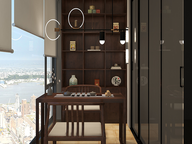 青島華達(dá)公寓陽臺局部翻新 120平米中式風(fēng)格裝修住宅 典雅大氣