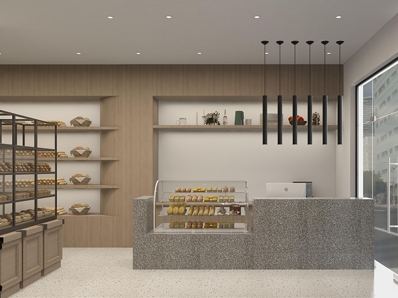 123平現(xiàn)代簡歐風(fēng)商業(yè)裝修 昆明理想小鎮(zhèn) 糕點店鋪裝修設(shè)計全包