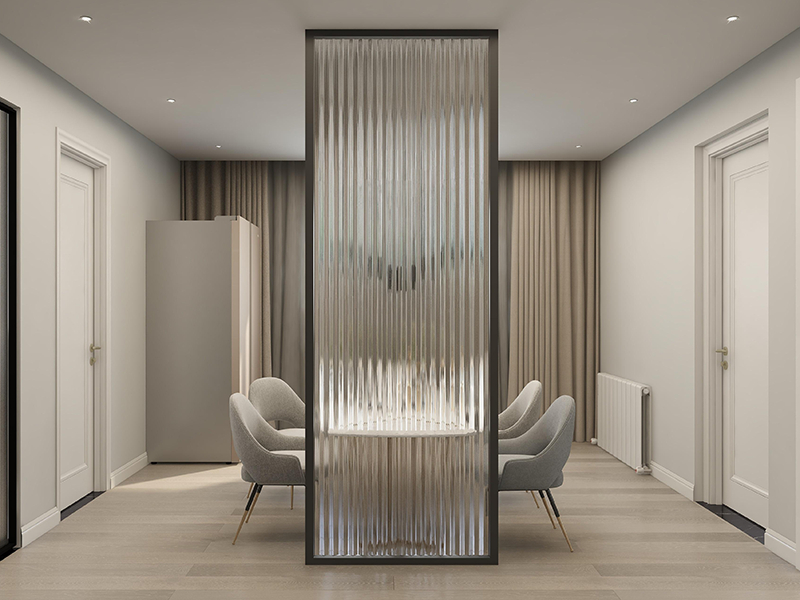 綿陽中華苑現(xiàn)代簡約風客廳裝修 兩室一廳局部翻新 玻璃隔斷裝修