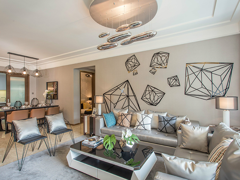 硅藻泥墻面施工的價格因素分析(圖3) 佛山江南名居時尚簡歐風 128平三居室客廳裝修 全屋設計全案