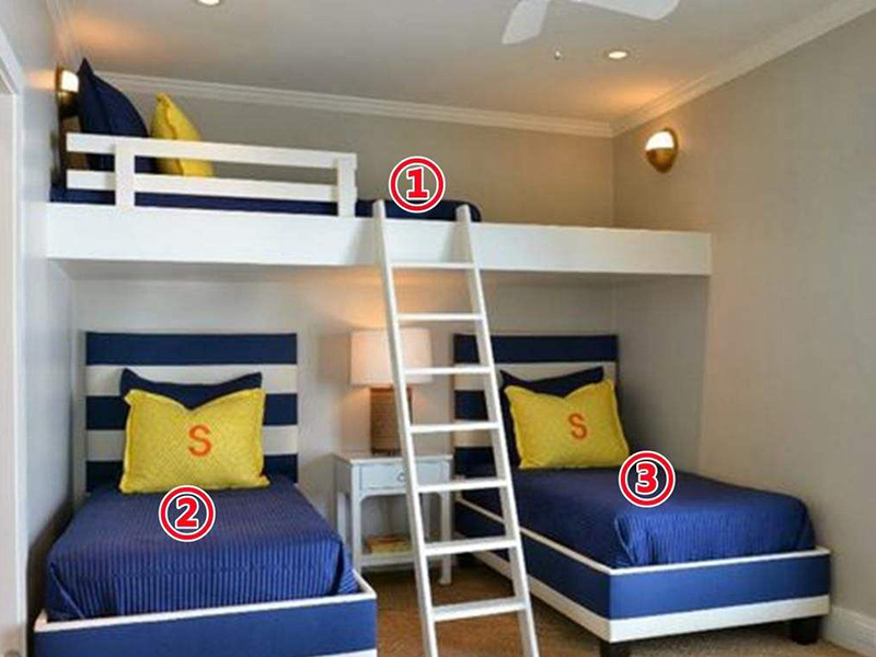 為響應(yīng)三胎政策，業(yè)主將28平主臥改成了三間兒童房(圖3)