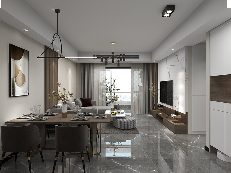 天津現(xiàn)代簡約二手房翻新案例_天津90平米房子裝修設計方案(圖2)